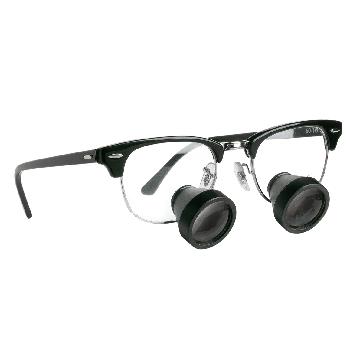 Custom dental and surgical loupe frame, Clubmaster style.