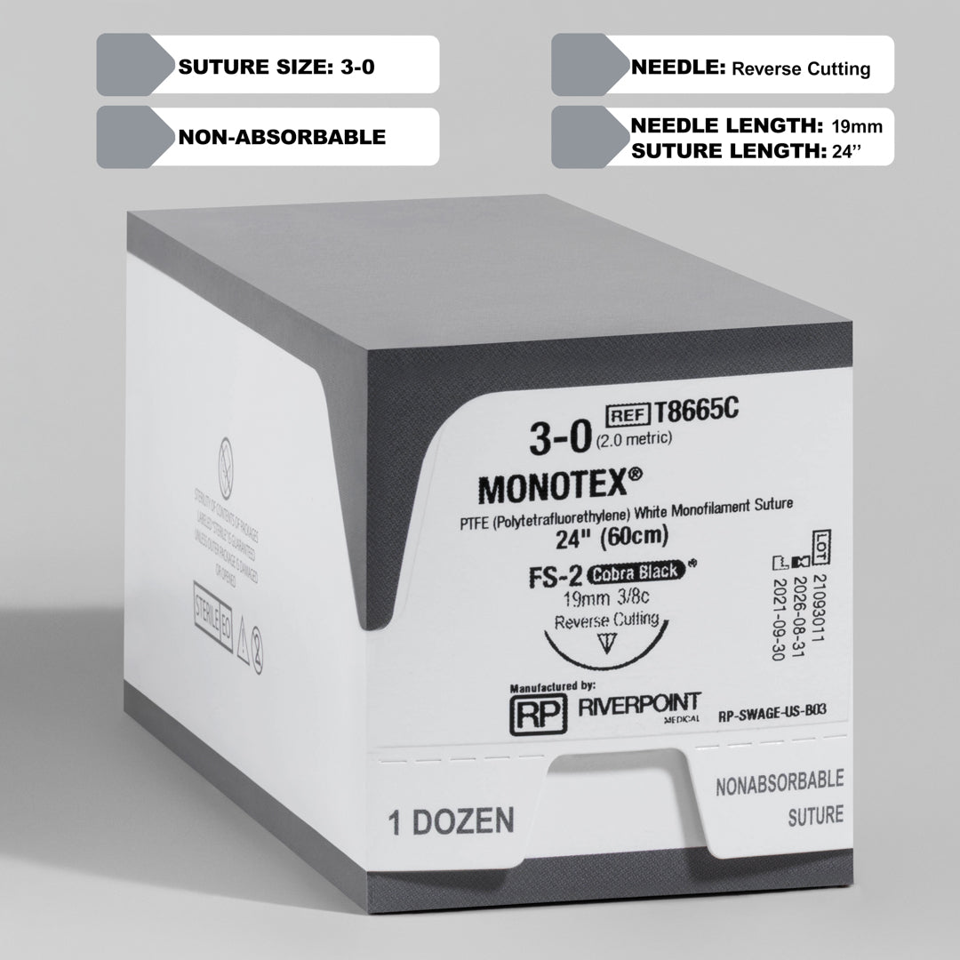 Suture 3-0 PTFE MONOTEX, aiguille 24" FS-2 | T8665C