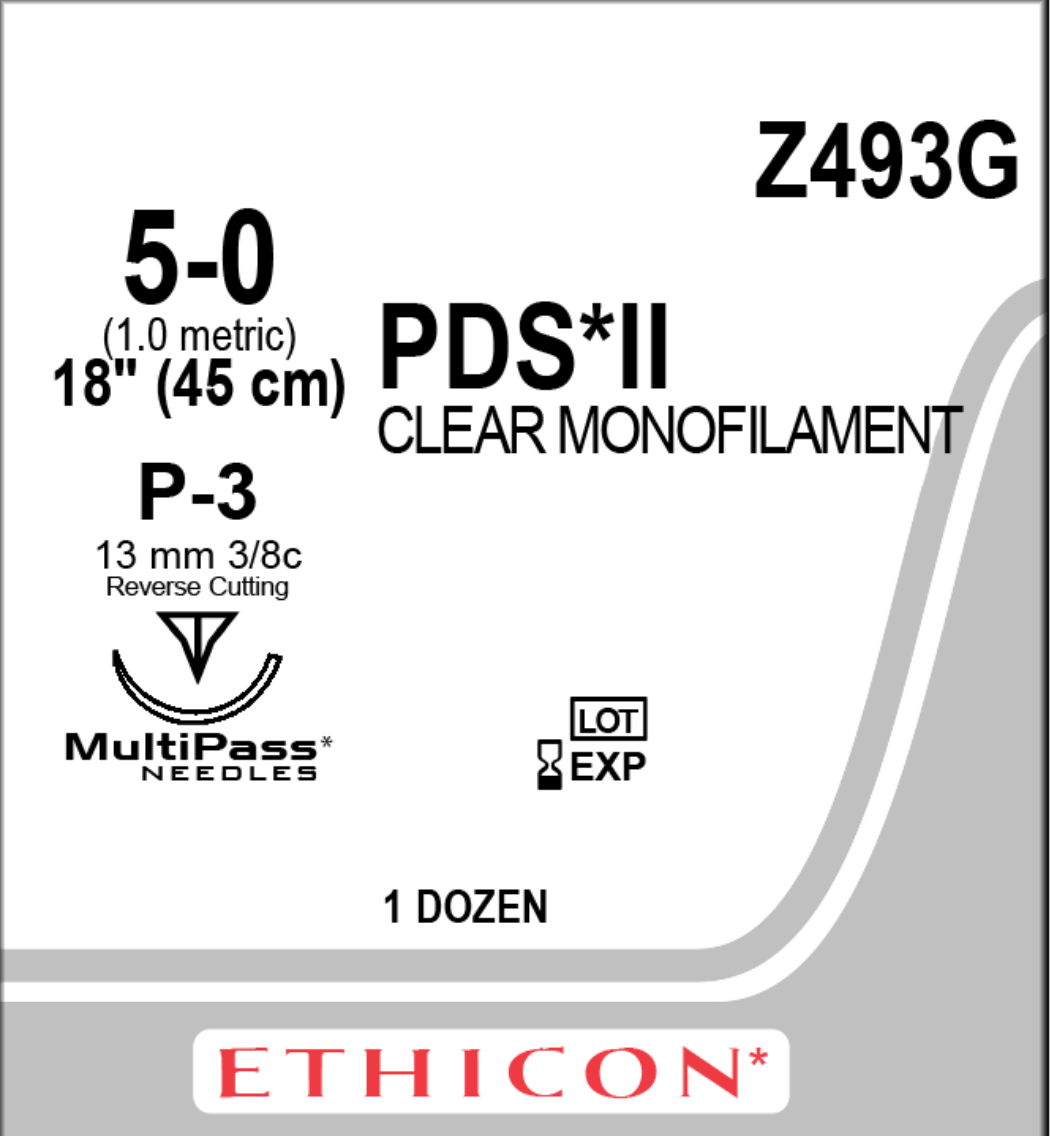PDS II 5-0 UNDYED Wound Closure Suture - 1X18" P-3 Needle