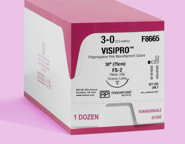 3-0 Demepropink Polypropylene Suture, 30" FS-2 Needle | PM211 — box