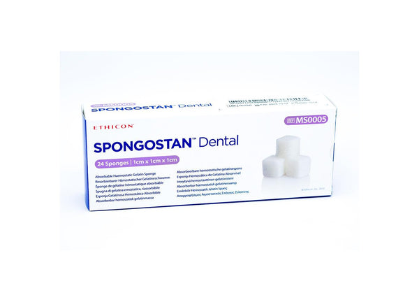 Spongostan Dental gelatin sponge cubes — box with sponges