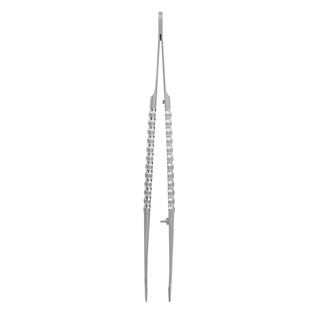 Side view of PrecisionGrip™ 17.25cm Ribbed Tissue Forceps highlighting its sleek design and ribbed gripping surface
