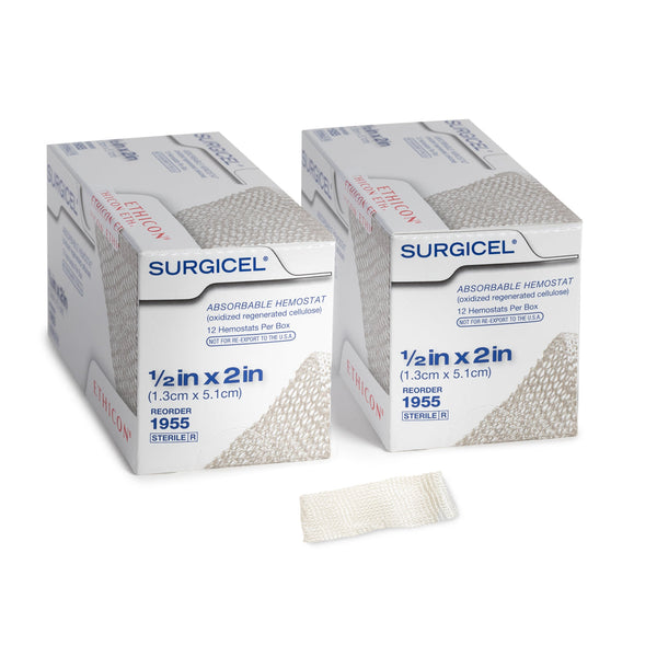Surgicel 1955 absorbable hemostat boxes with Easy Peel sterile pouch