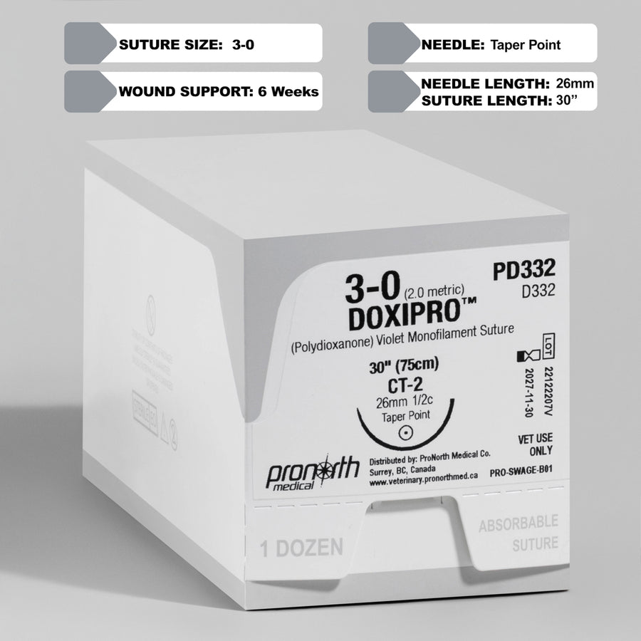 Suture violette 3-0 DOXIPRO™ PDO, aiguille CT-2 de 75 cm | PD332