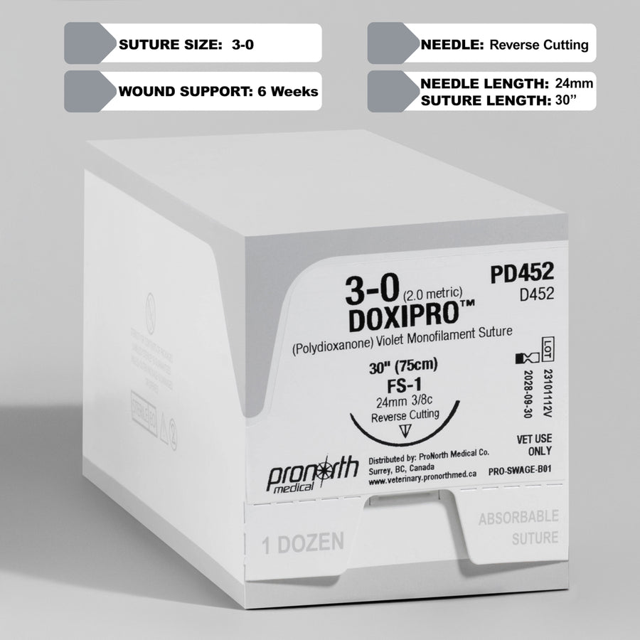 Suture violette 3-0 DOXIPRO™ PDO, aiguille 30" FS-1 | PD452