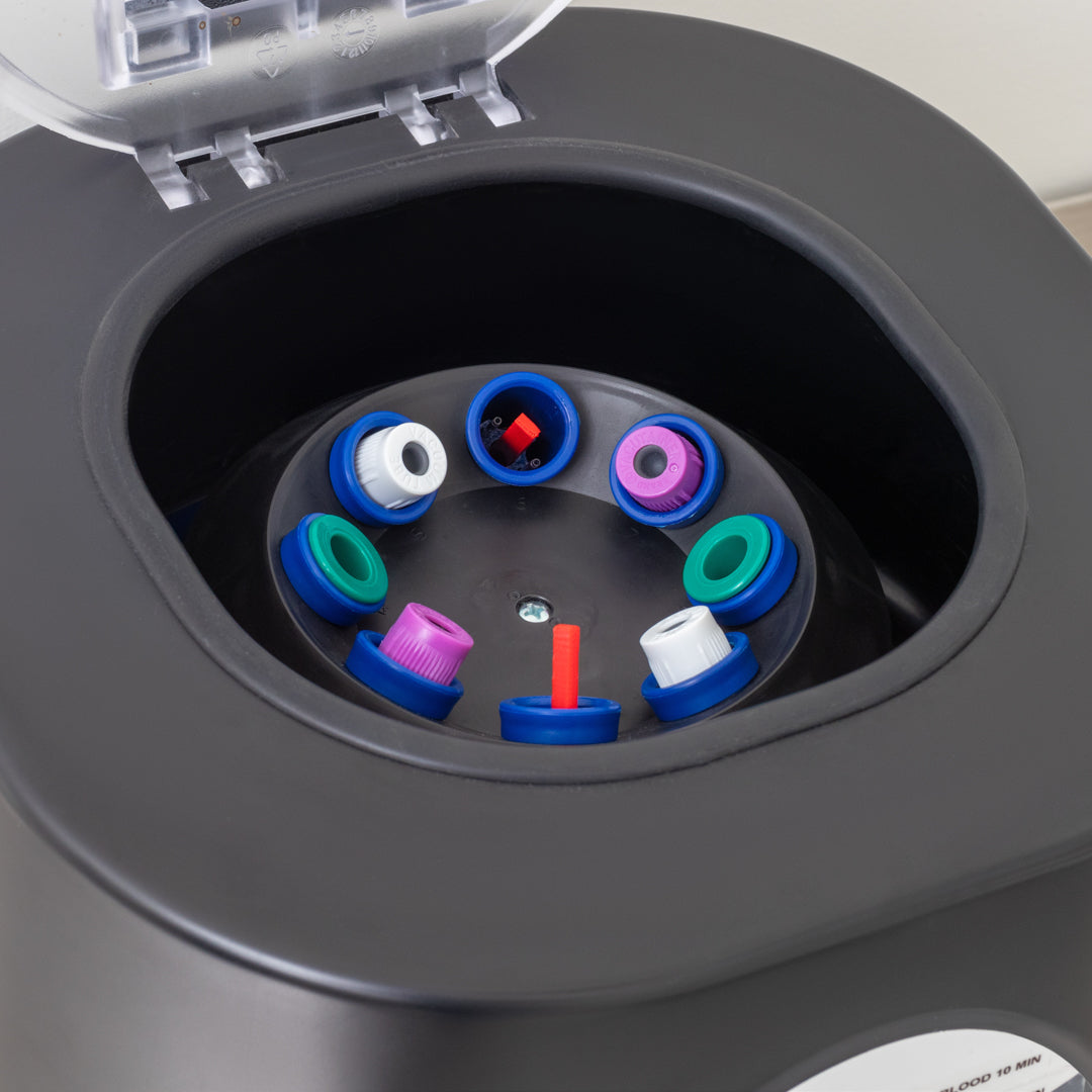LW Scientific E8 Portafuge centrifuge with 8-tube capacity at 3500 RPM, perfect for mobile blood, urine, semen, and fecal testing.