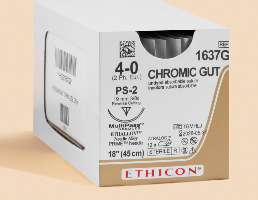 Fil de suture Chromic Gut 4-0, aiguille PS-2 de 45 cm | 1637G