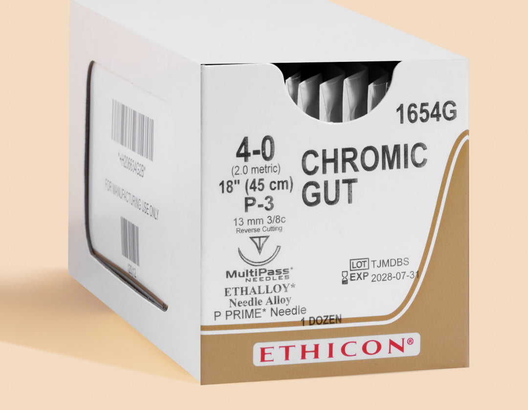 4-0 Chromic Gut Suture, 18" P-3 Needle — Box of 12 | 1654G — box