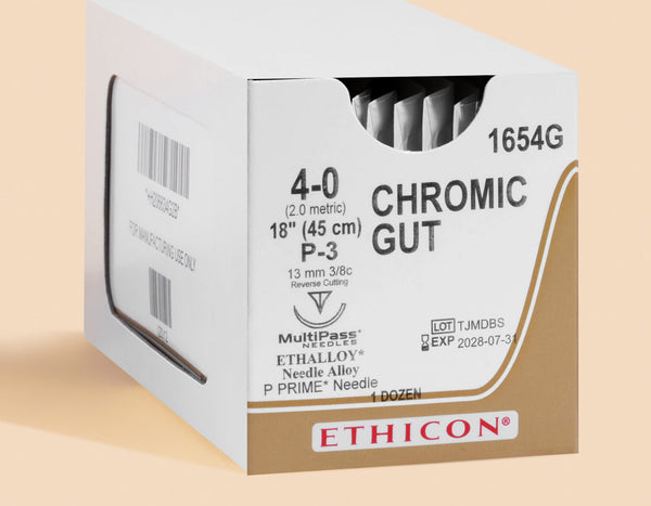 4-0 Chromic Gut Suture, 18" P-3 Needle — Box of 12 | 1654G — box