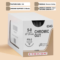Fil de suture chirurgicale, catgut chromé 5-0, aiguille FS-2 27" | 634G — view 1