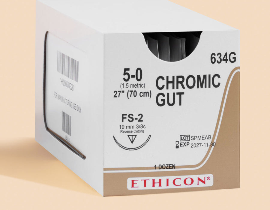 Fil de suture chirurgicale, catgut chromé 5-0, aiguille FS-2 27" | 634G