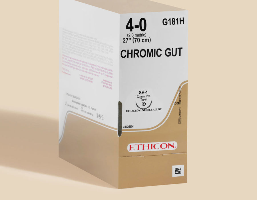 Fil de suture Chromic Gut 4-0, aiguille SH-1 de 27" | G181H