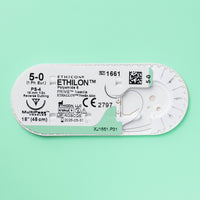 Fil de suture Ethilon noir 5-0, aiguille PS-4 de 45 cm | 1661G — view 2