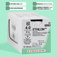Fil de suture Ethilon Noir 4-0, aiguille P-3 18" | 699G — view 1