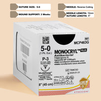 Suture Monocryl Plus 5-0, aiguille P-3 de 45 cm | MCP463G — view 1