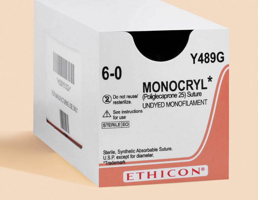 Suture Monocryl Plus violette 6-0, aiguille P-1 de 45 cm | MCP489G