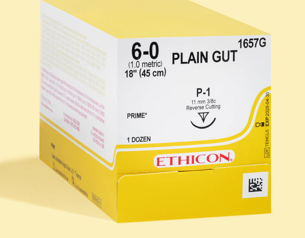 6-0 Plain Gut Suture, 18" P-1 Needle | 1657G — box
