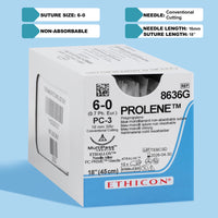 Suture de prolène bleue 6-0, aiguille PC-3 de 45 cm | 8636G — view 1