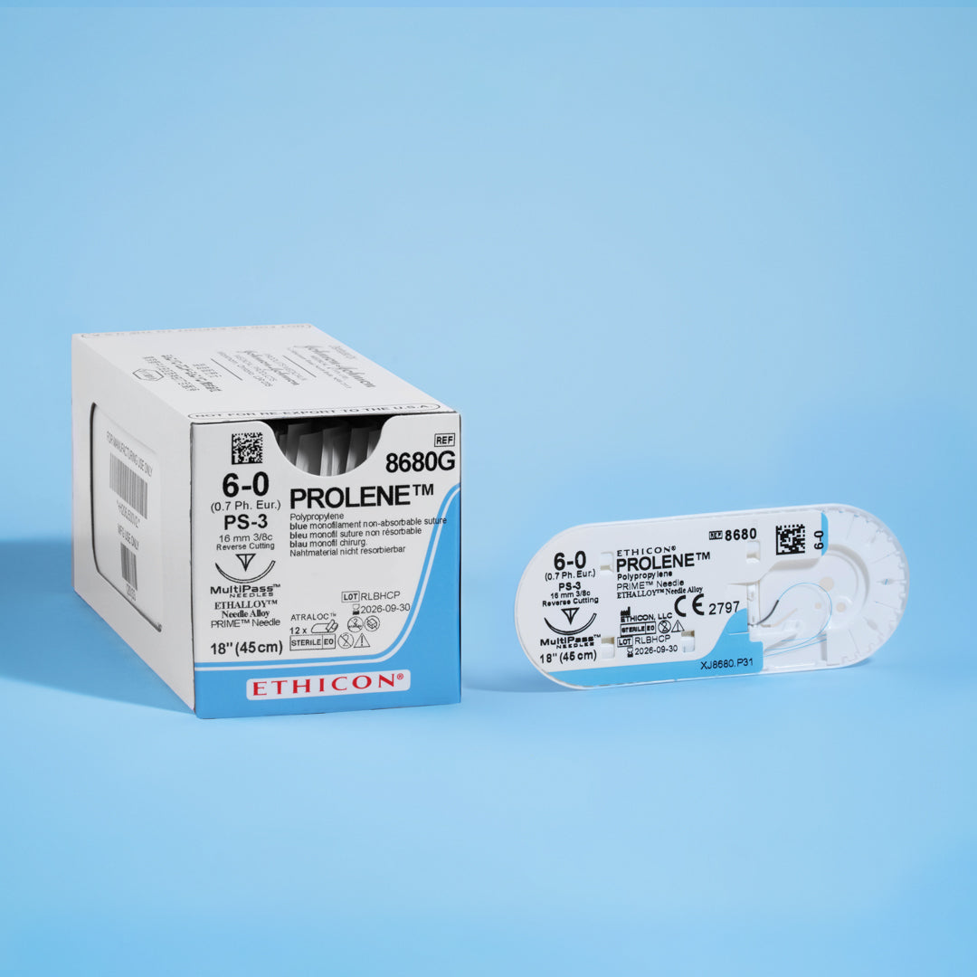 Fil de suture Prolene bleu 6-0, 45 cm Aiguille PS-3 | 8680G