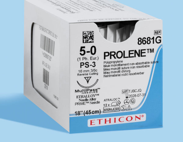 5-0 Prolene Blue Suture, PS-3 Needle | 8681G — box