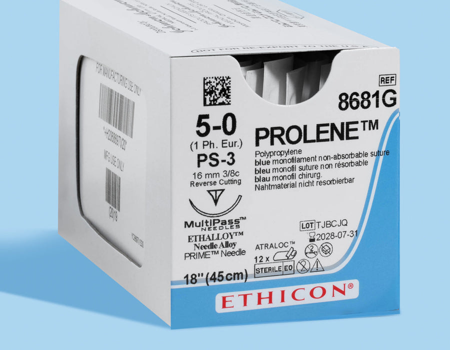 Fil de suture en Prolène bleu 5-0, aiguille PS-3 | 8681G