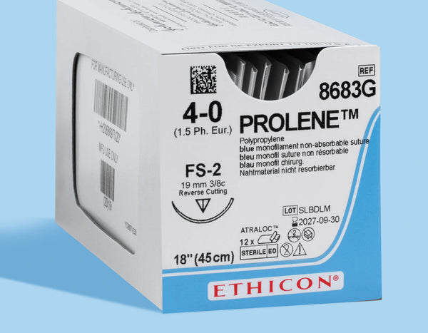 4-0 Prolene Blue Suture, 18" FS-2 Needle | 8683G — box