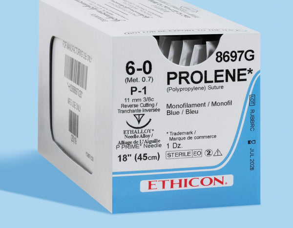 6-0 Prolene Blue Suture, 18" P-1 Needle | 8697G — box