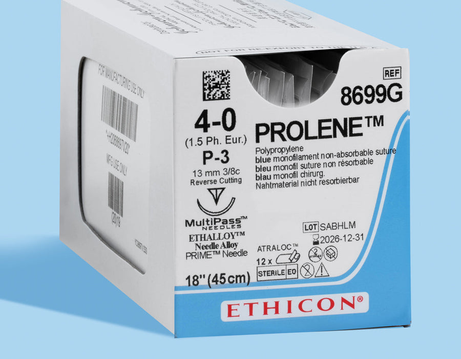 4-0 Prolene Blue Suture, 18" P-3 Needle — Box of 12 | 8699G