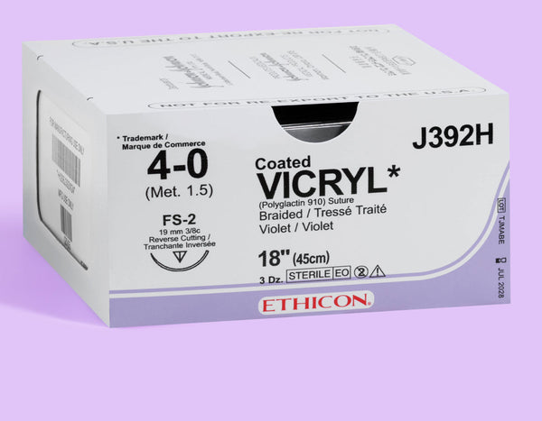 4-0 Vicryl Plus Violet Suture, 18" FS-2 Needle | VCP392H — box