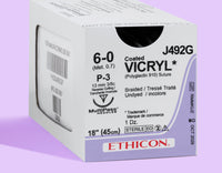 Suture Vicryl 6-0 non teinte, aiguille P-3 de 45 cm | J492G — view 1