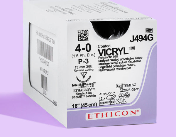 4-0 Vicryl Plus Undyed Suture, 18" P-3 Needle | VCP494G — box