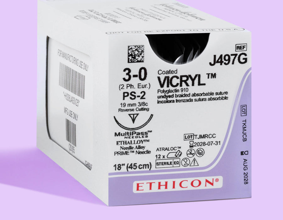 3-0 Vicryl Plus Undyed Suture, 18" PS-2 Needle | VCP497G