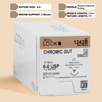 Fil de suture chirurgical, catgut chromé 6-0, 30,5 cm, aiguille C1 | 1242B — view 1