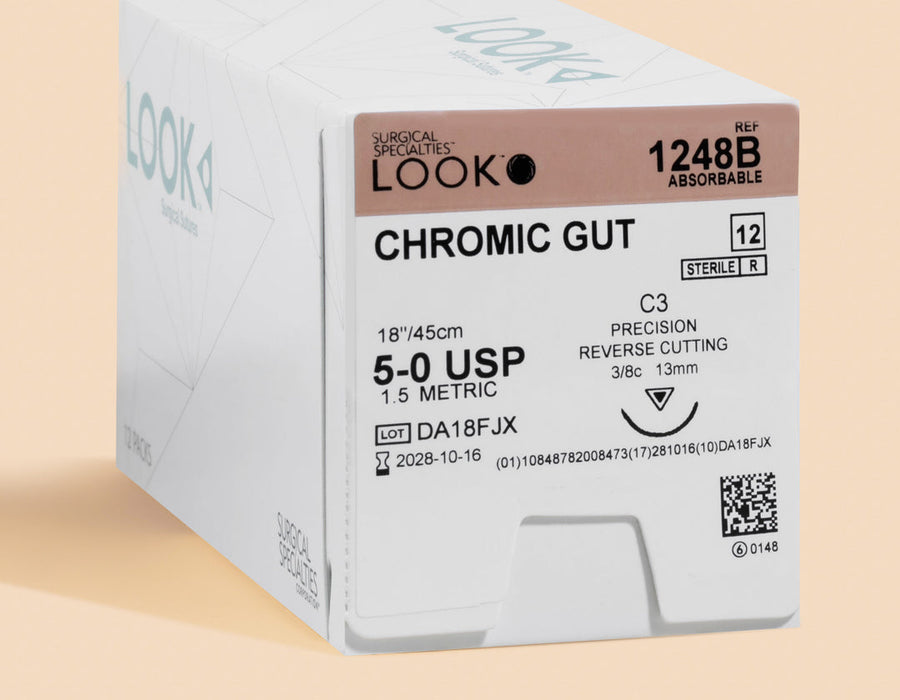 Fil de suture Chromic Catgut 5-0, aiguille C-3 18" | 1248B