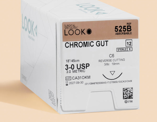 3-0 Chromic Gut Suture, 18" C-6 Needle | 525B — box