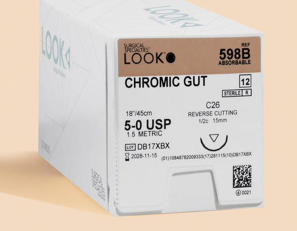 5-0 Chromic Gut Suture, 18" C-26 Needle | 598B — box