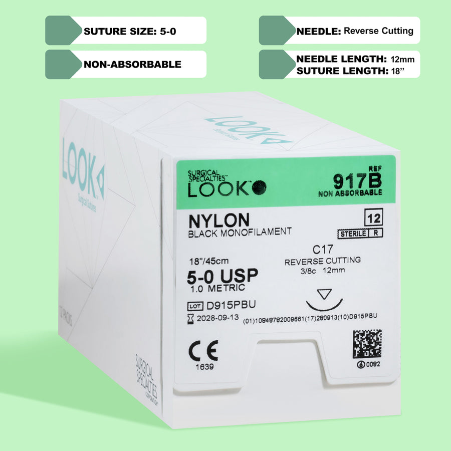 Suture 5-0 Nylon noire, aiguille 18" C-17 | 917B