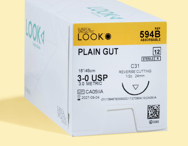 3-0 Plain Gut Suture, 18" C-31 Needle | 594B — box