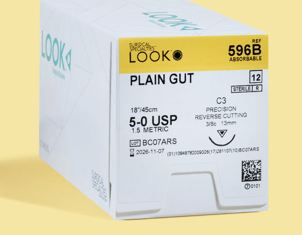 5-0 Plain Gut Suture, 18" C-3 Needle | 596B — box