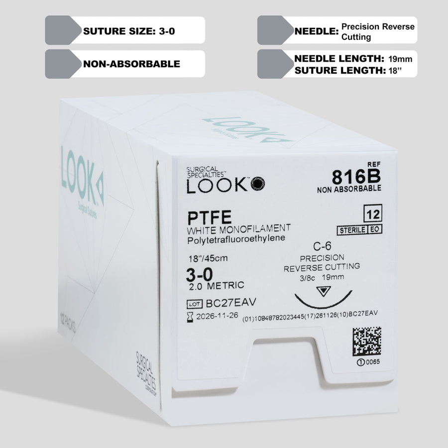 Suture en PTFE 3-0, aiguille C-6 de 45,7 cm | 816B