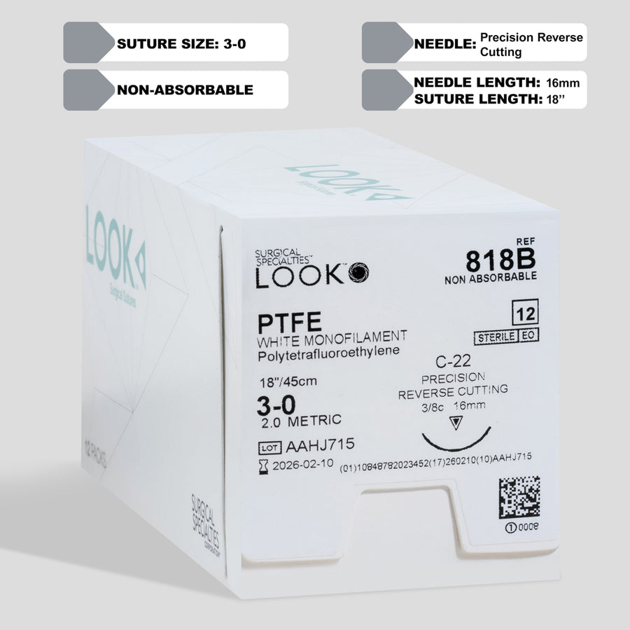 Suture en PTFE 3-0, aiguille C-22 de 45 cm | 818B