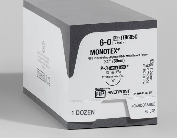 6-0 PTFE MONOTEX Suture, 24" P-3 Needle | T8695C — box