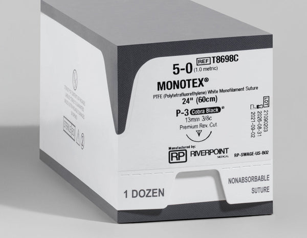 5-0 PTFE MONOTEX Suture, 24" P-3 Needle | T8698C — box
