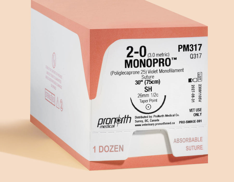 Suture MONOPRO Violet 2-0, 75 cm aiguille SH | PM317