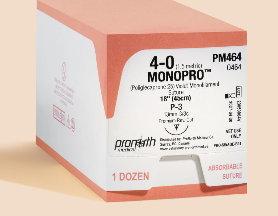 Suture MONOPRO violette 4-0, aiguille P-3 de 45 cm | PM464