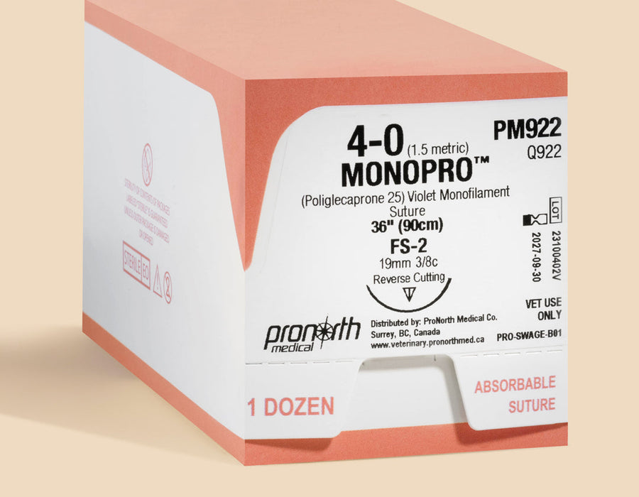 Suture MONOPRO Violette 4-0, aiguille FS-2 de 90 cm | PM922