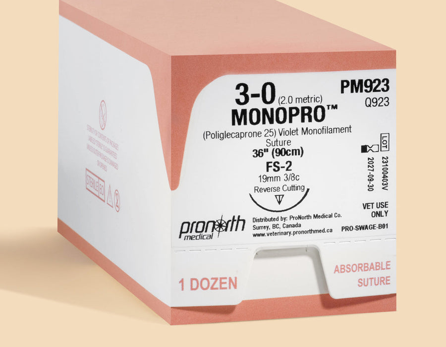 Suture violette MONOPRO 3-0, aiguille FS-2 de 90 cm | PM923