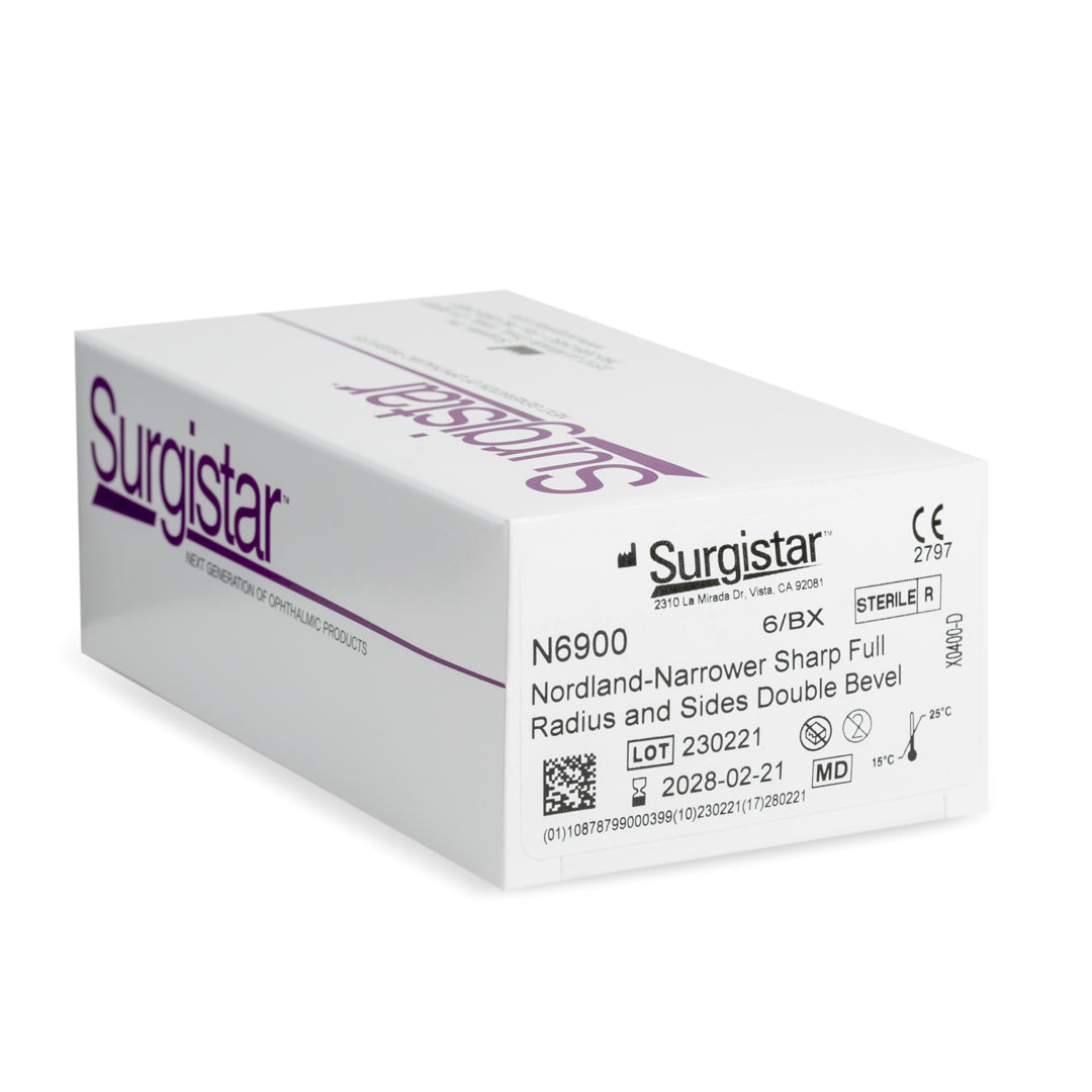 Surgistar N6900 Microblade, featuring a narrow, high-quality stainless steel blade for precision in hard-to-reach areas in dental surgery.