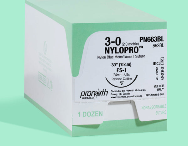 3-0 NYLOPRO Suture, 30" FS-1 Needle | PN663BL — box