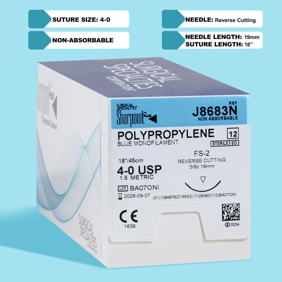 Fil de suture polypropylène 4-0, 45 cm Aiguille FS-2 | J8683N
